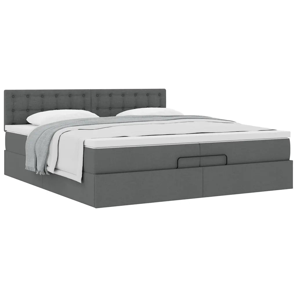 Struttura Letto Pouf con Materasso 200x200 cm in Tessuto 3311651