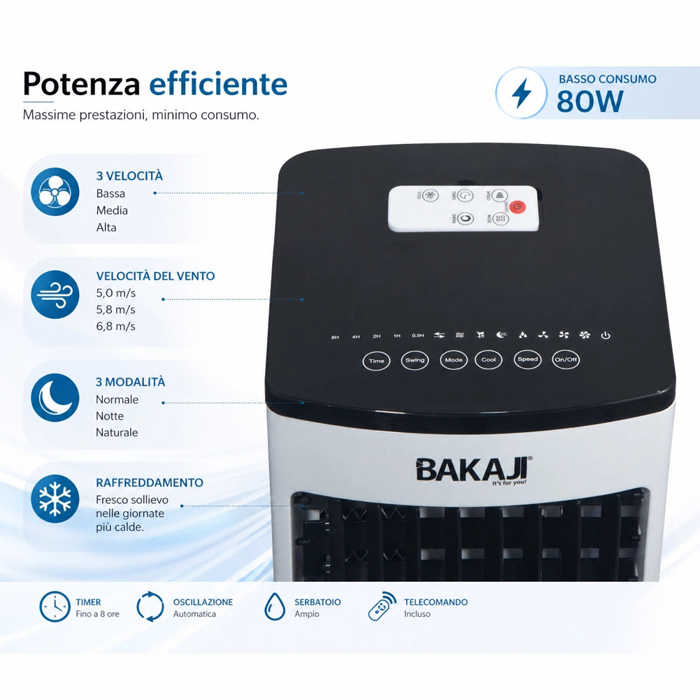 Raffrescatore a Aria 2 Blocchi Refrigeranti Umidificatore Telecomando Air Cooler