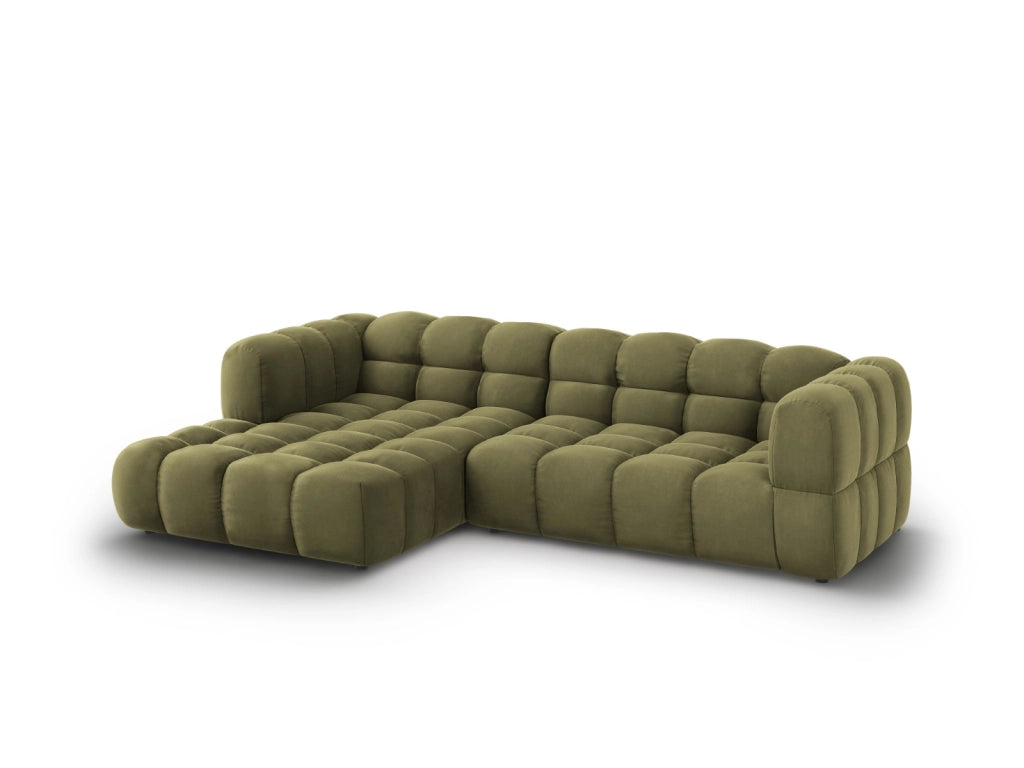 Cosmopolitan Design - Divano angolare modulare sinistro "Sky" 4 posti in velluto verde chiaro 