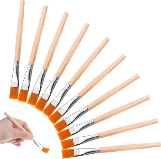 Set di 10 pennelli a pennello 3/4 pollici con manico in legno, adatti per acquerello, acrilico, olio, body painting, arte dei capelli e progetti di pittura fai da te