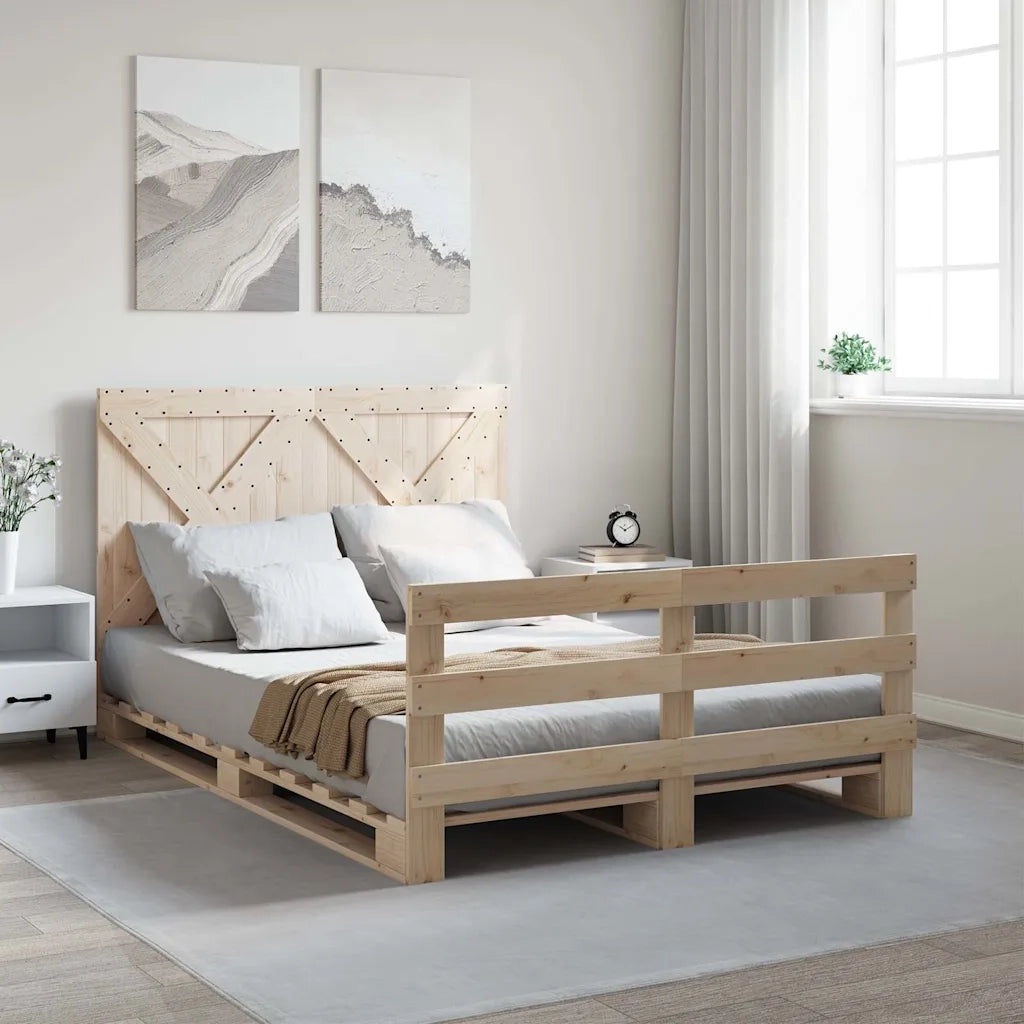 Giroletto con Testiera 160x200 cm in Legno Massello di Pino 3281577