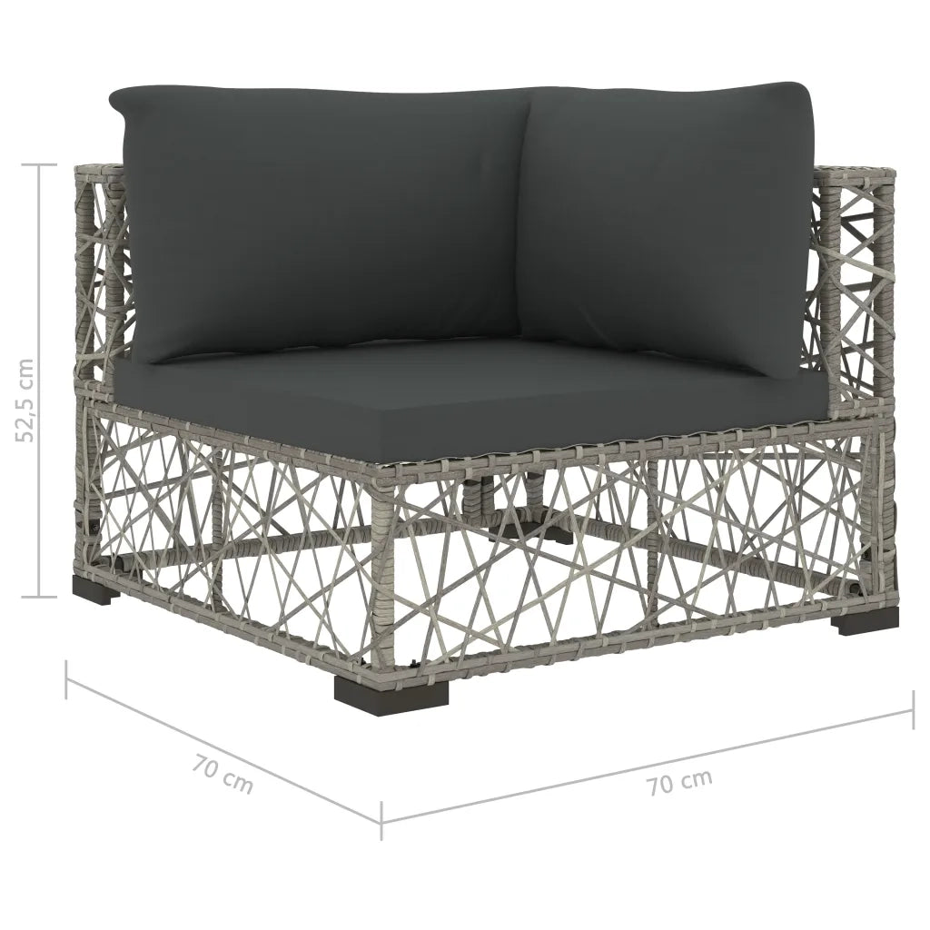 Set Divani da Giardino 6 pz con Cuscini in Polyrattan Grigio 46807