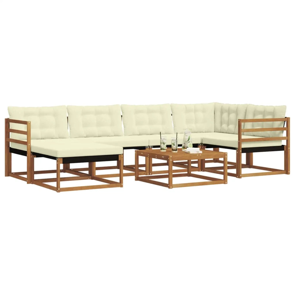 Set di divani da esterno con cuscino 19 pcs Naturale e Crema 3369637