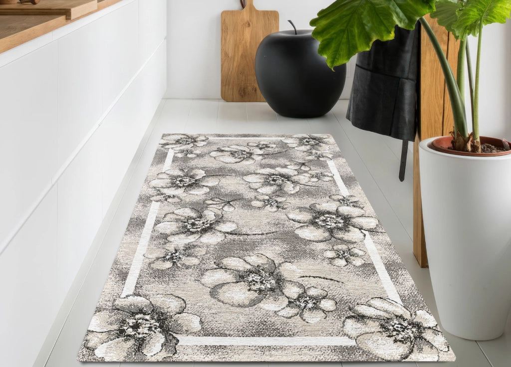 Tappeto Passatoia Cucina Corsia Retro Antiscivolo Disegno Emily By Suardi - 55x280 - Grigio