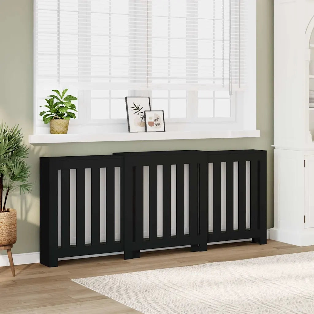 vidaXL Copertura Termosifone Nera 205x21,5x83,5 cm Legno Multistrato