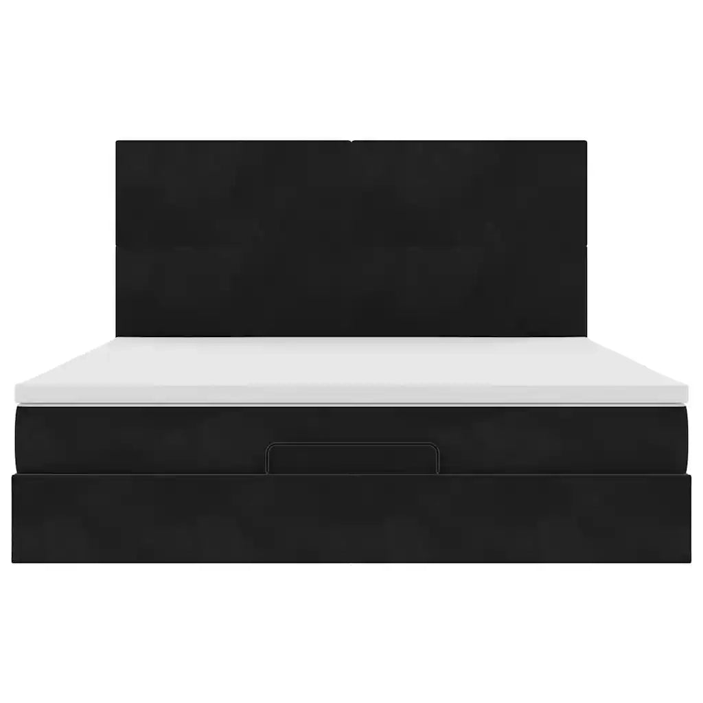 vidaXL Struttura Letto Pouf con Materassi Nero 160x200 cm in Velluto