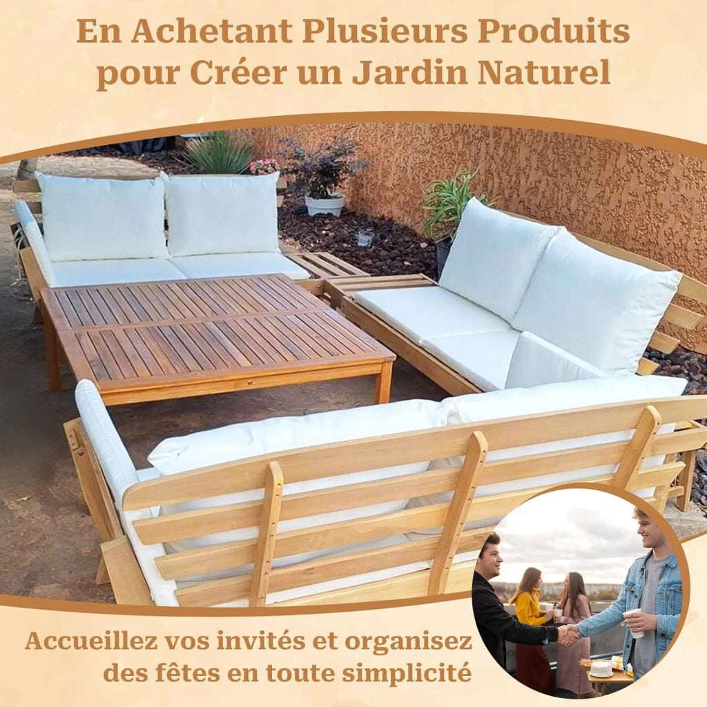 3 in 1 Divano convertibile Letto Giardino Esterno, Divano 2-4 Posti in Legno di Acacia con Cuscini di Schienale e Seduta Spessa Rimovibile, Carico 320KG, per Balcone Terrazza, Bianco