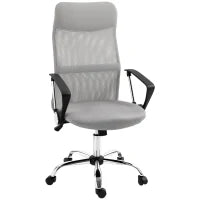 Sedia Ergonomica da Ufficio Girevole, Altezza Regolabile e Schienale a Rete, 63x65x109-119 cm, Grigio Chiaro