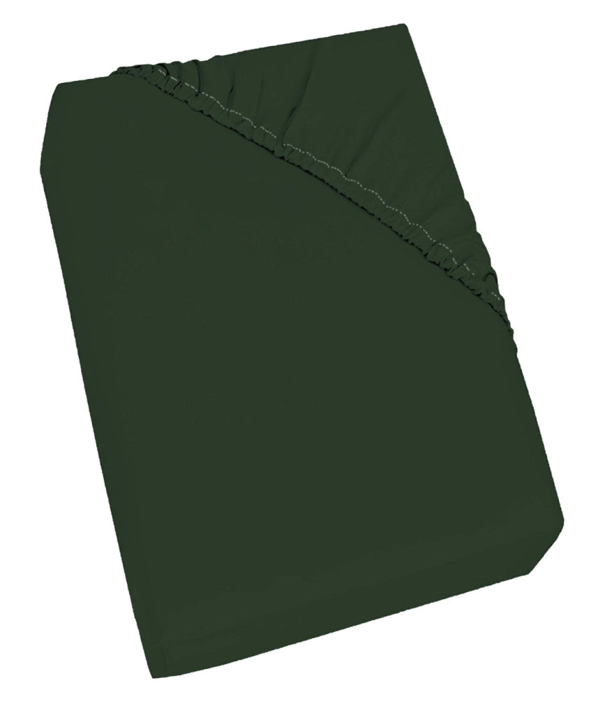 Lenzuolo Sotto Singolo con Angoli ed Elastico in Cotone Verde Oliva