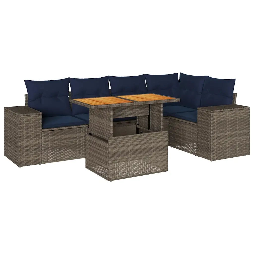 Set Divano da Giardino 6 pz con Cuscini Grigio in Polyrattan 3327379