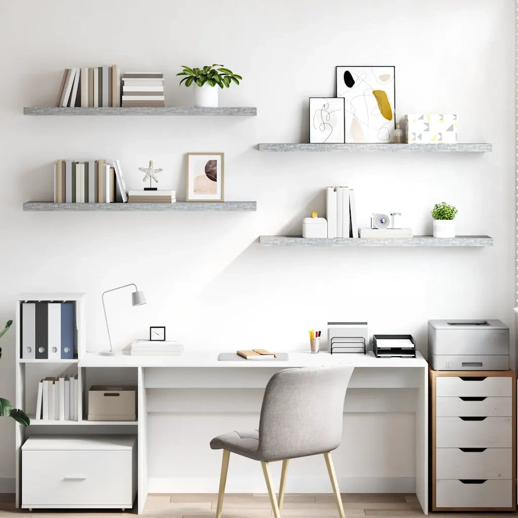 Scaffali a Parete 4 pz Grigio Cemento 120x23,5x3,8 cm in MDF cod mxl 55455