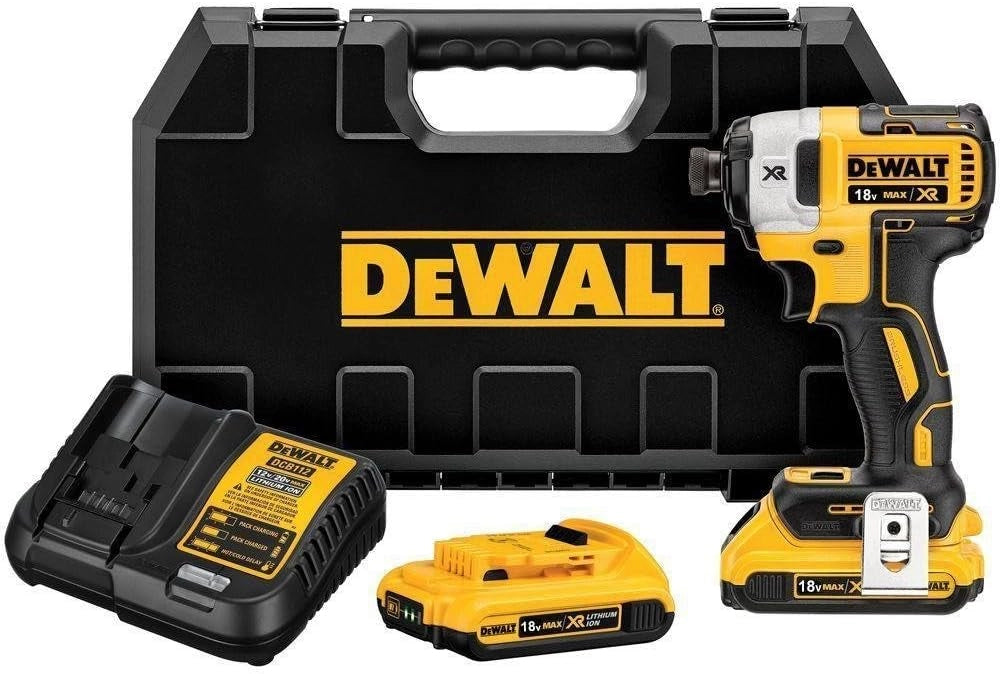 DEWALT DCF887D2-QW Trapano Avvitatore a Impulsi Attacco 1/4" a Batteria, 3 velocità, 2.0 Ah, Motore Brushless, 18V