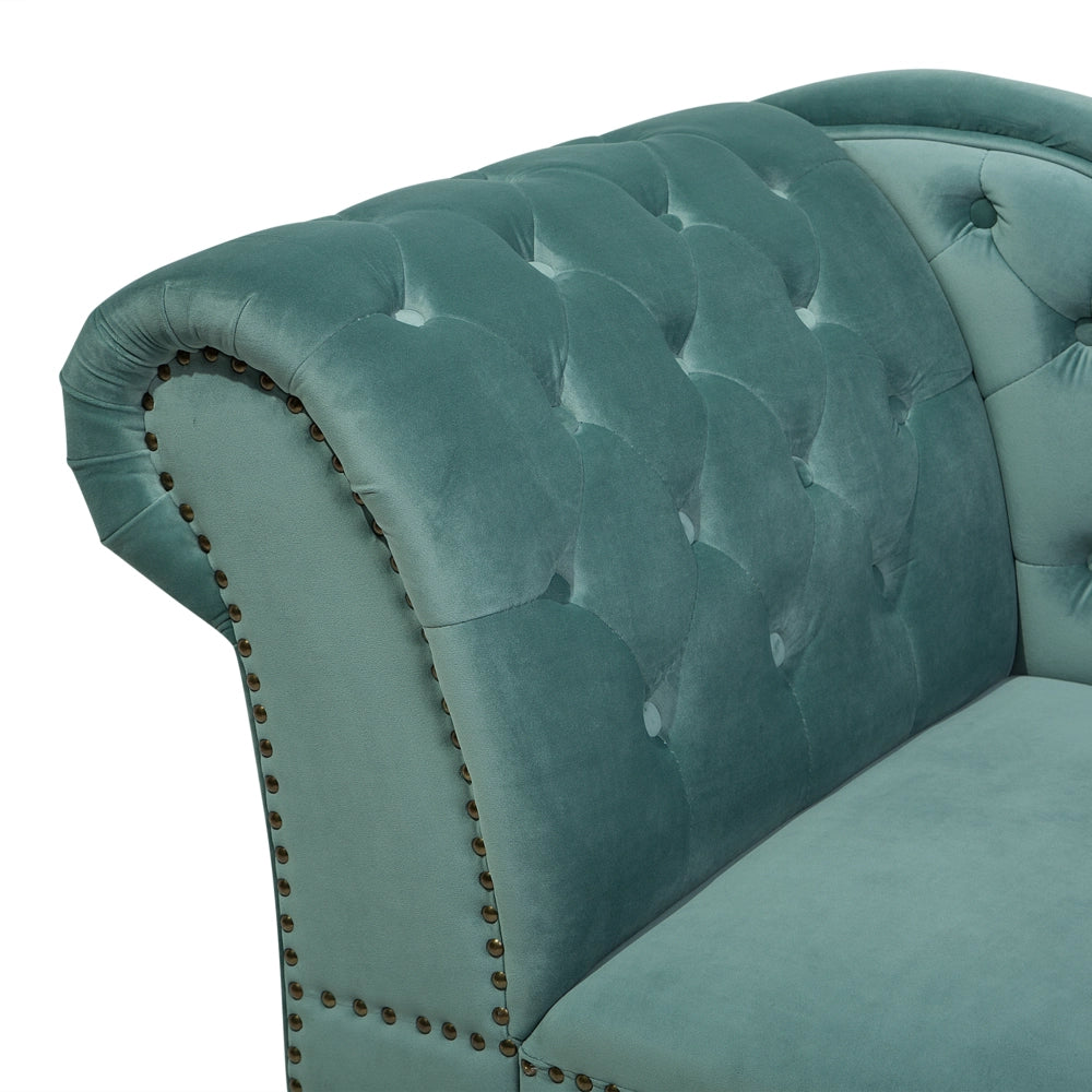 Chaise longue Verde Menta Velluto versione sinistra Abbottonato
