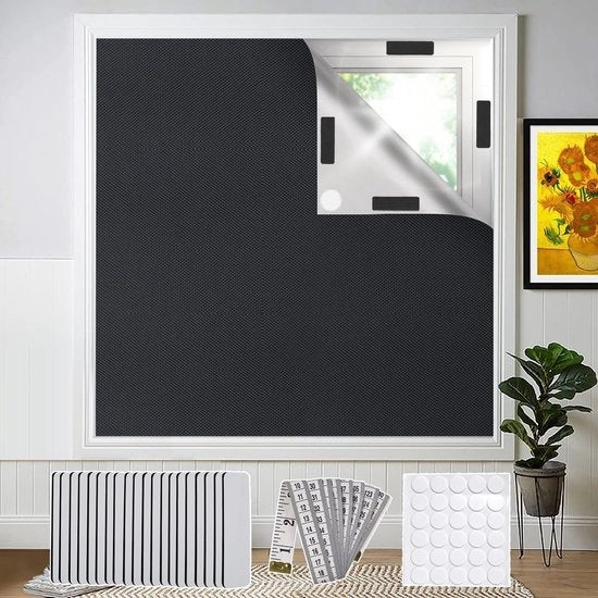 Tappeto di oscuramento 300x145 cm Tappeto oscurante a jalousie Tappeto oscurante temporaneo con cordoncino portatile con linea morbida 20 nastri di adesivo e 30 nastri self-adesivi