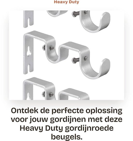 Set di Supporti per Tende in Acciaio - 3 pezzi - 1 pollici/5/8 pollici - Argento - Peso massimo 9 kg - Supporti per Tende in Acciaio