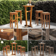 Bar Stools, Set Of 4, Solid Acacia Wood