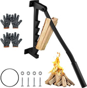 Spaccatutto Manuale in Acciaio Resistentente al Carbone con Guanti - Supporto e Manico per Camping e BBQ