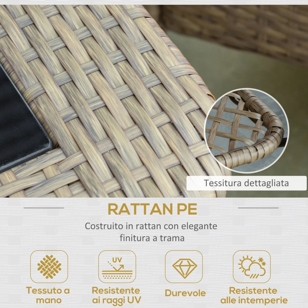 Set Giardino in Polyrattan con Divano 2 Posti, 2 Poltrone, Tavolino e Cuscini ¨C zephmum ¨C Colore Khaki e Arancione