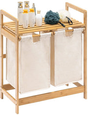 Asciugamano con Struttura in Bambù - Bianco - 2 Asciugacapelli Riscaldabili - 73 x 64 x 33 cm