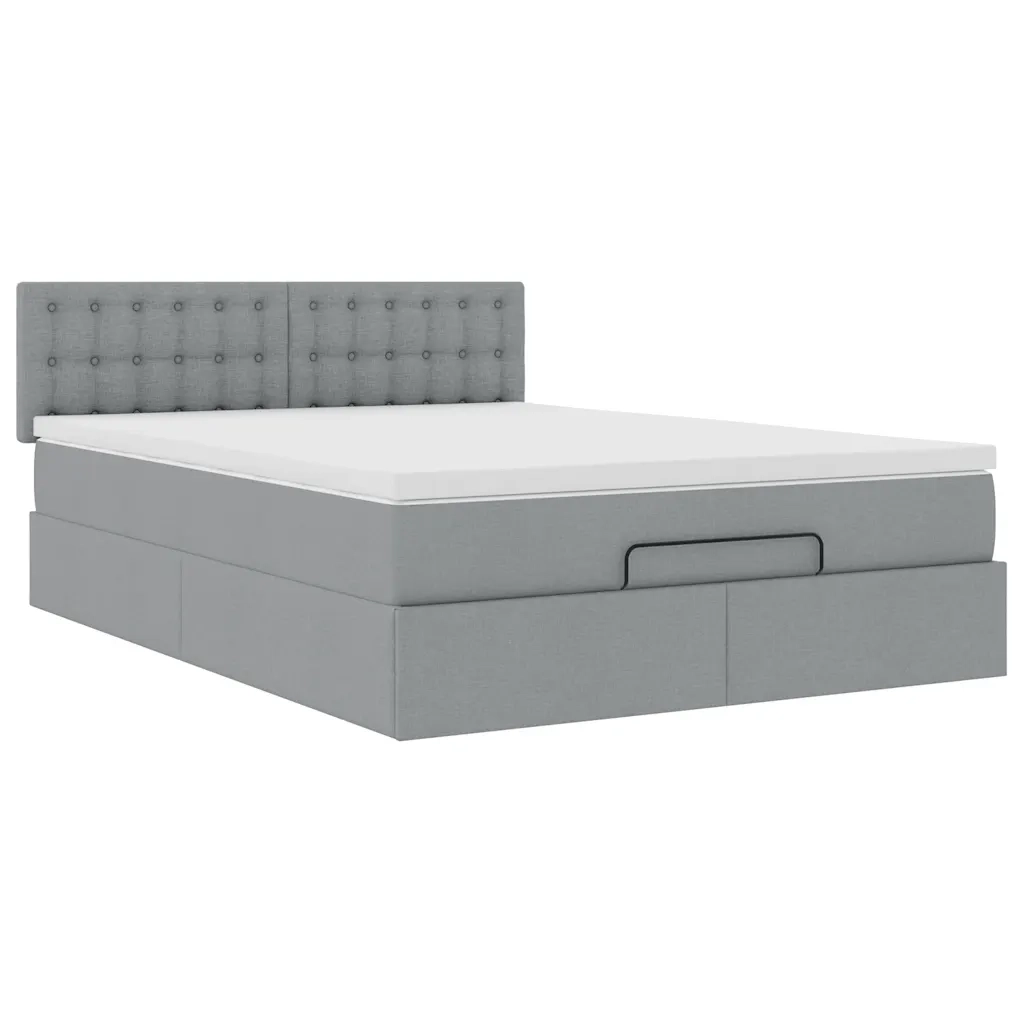 Pouf Letto con Materasso Grigio Chiaro 140x190 cm in Tessuto 3311622