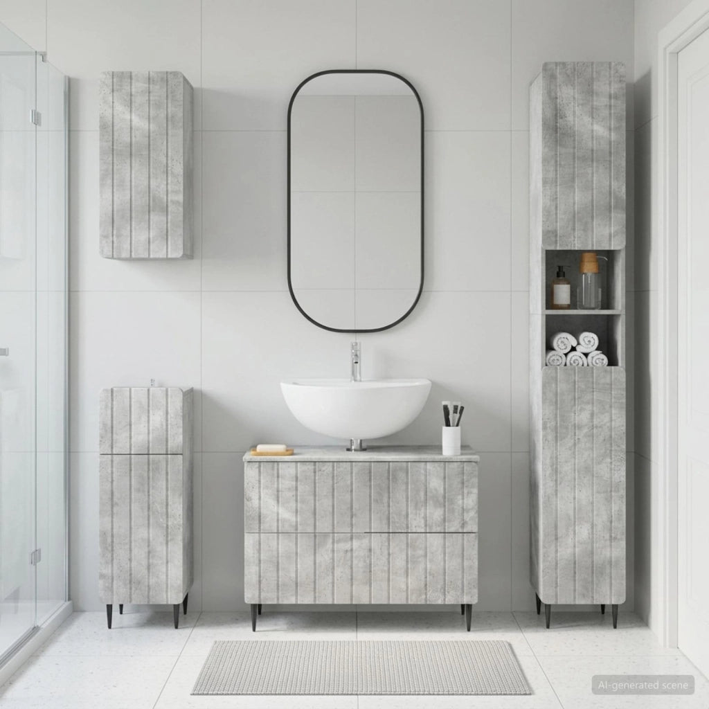 Set di Mobili da Bagno da 4 Pezzi ZWOLLE Grigio Cemento 3417921