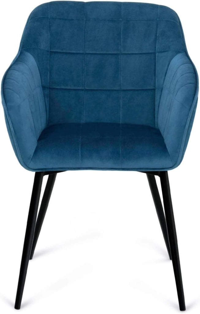 Set di 2 sedie in velluto blu con braccioli MADY