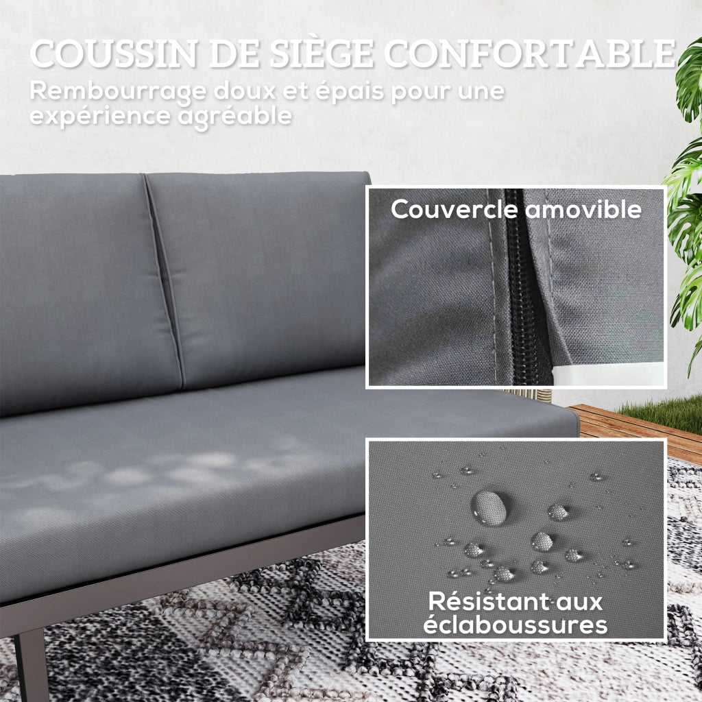 Divano da giardino 2 posti con cuscini in polyrattan ¨C zephmum ¨C grigio scuro 110x70x72 cm