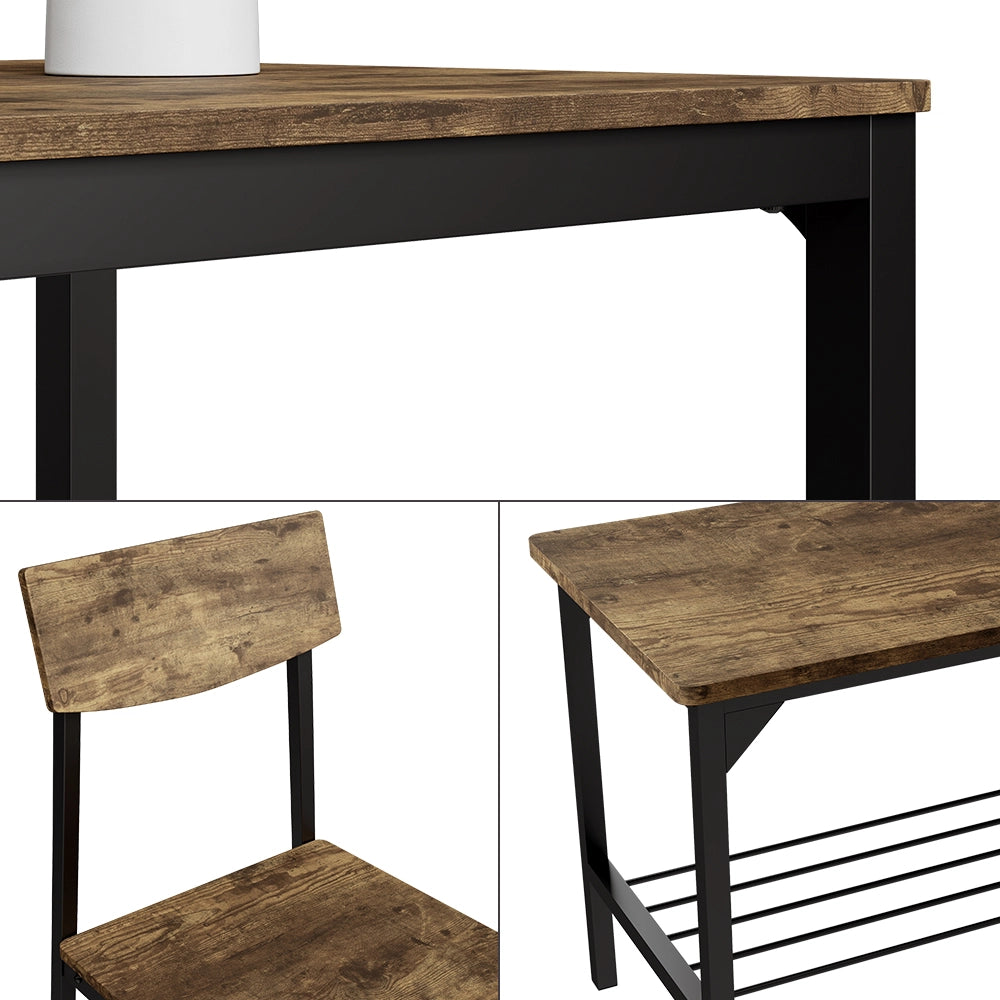 Vicco Set di tavoli da pranzo Nero/quercia rustico 70 x 70 cm 4 parti