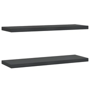 2 pz Mensole a Muro | Scaffale Parete | Ripiano a parete 75x23,5 cm Nero in Acciaio Inossidabile