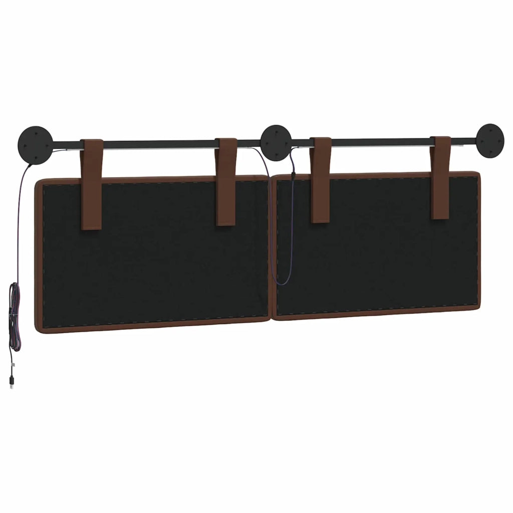 Testiera sospesa Con luce LED Marrone Similpelle
