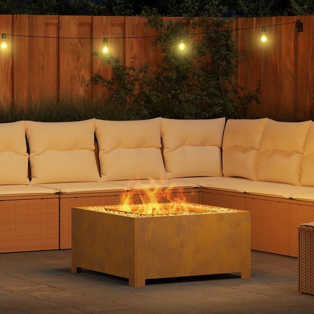 Focolare-Stufa-Camino Marrone 80 x 80 x 40 cm acciaio corten 657249