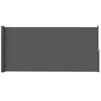 Paravento Laterale Doppio Retrattile 3 x 1.4 m, in Alluminio e Poliestere Anti-UV ad Alta Densità 180 g/m², Grigio Scuro