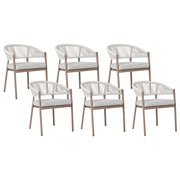 Set di 6 sedie da giardino inlegno scuro e alluminio con finitura a trasferimento termico Telaio impilabile per esterni Patio Moderno