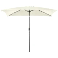 Ombrellone 2x3 m Rettangolare, in Alluminio Metallo e Poliestere con Angolo Regolabile, Bianco Crema e Nero