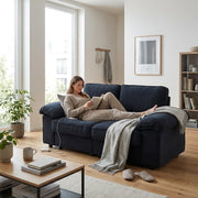 Divano 2 posti con contenitore ¨C Minimal ¨C Tessuto, struttura in legno, nero
