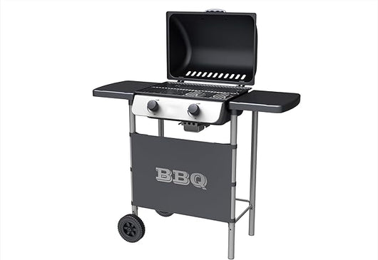 Barbecue a Gas 2 Fuochi George Fuoco Principale da 2,8 kW Accensione Piezoelettrica in Acciaio Smaltato Nero
