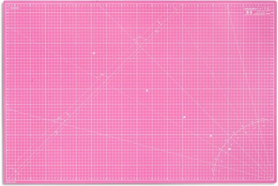 Tavolo di lavoro roso - 5 strati autoadesivi - A1 per hobby - Raster metrico - 90x60cm