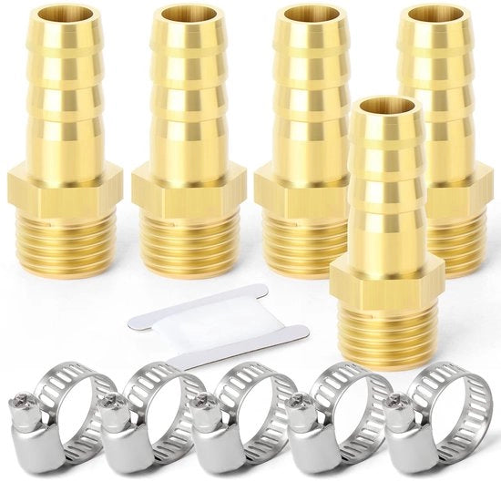 Connettori a knel per tubi 5 pezzi - Fittings in rame - 25mm OD Barb - 1" BSP maschile - Alta temperatura - Filo liscio - Fittings di tubo