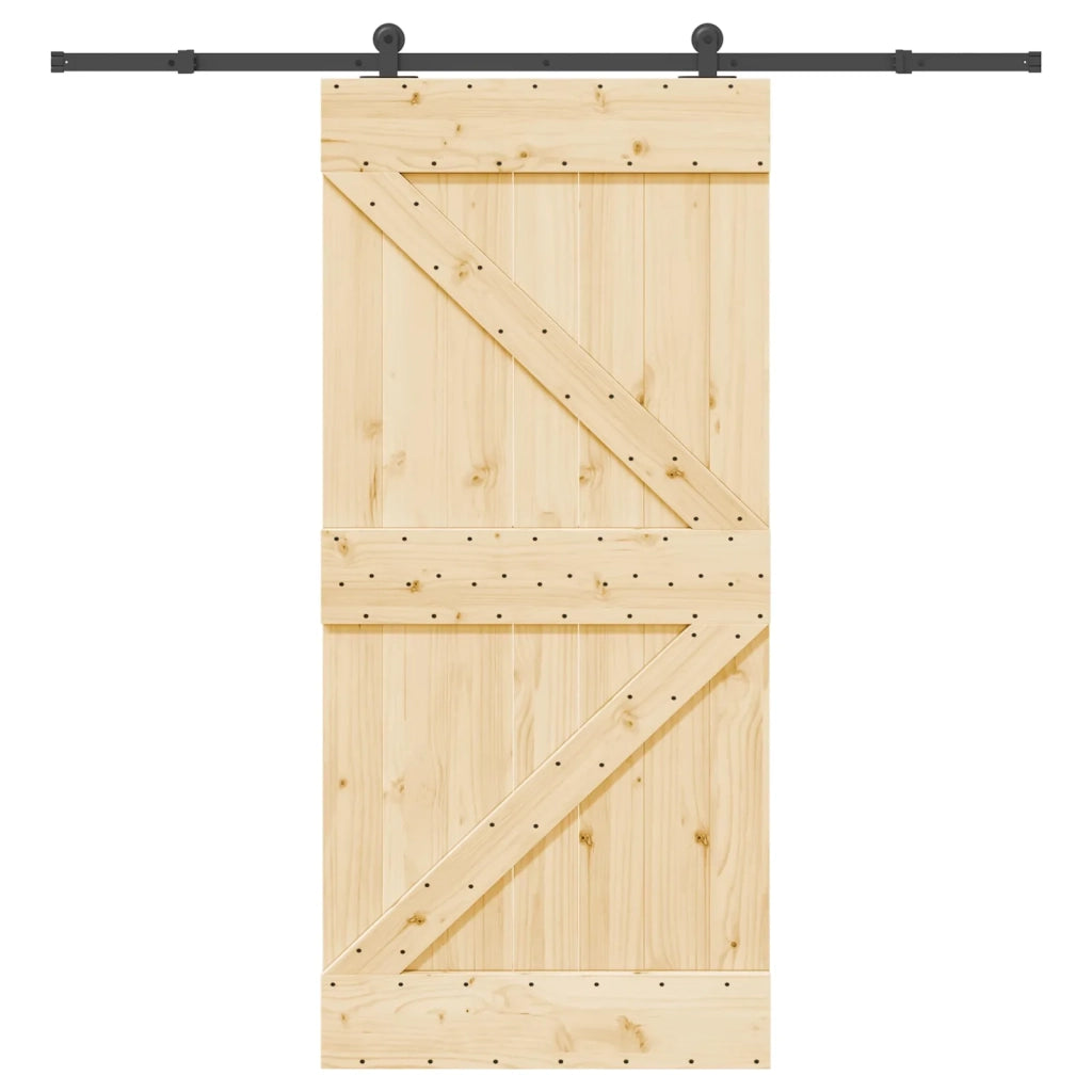 Porta scorrevole NARVIK Naturale e Nero 95 x 210 cm (213,5 cm) 3445223