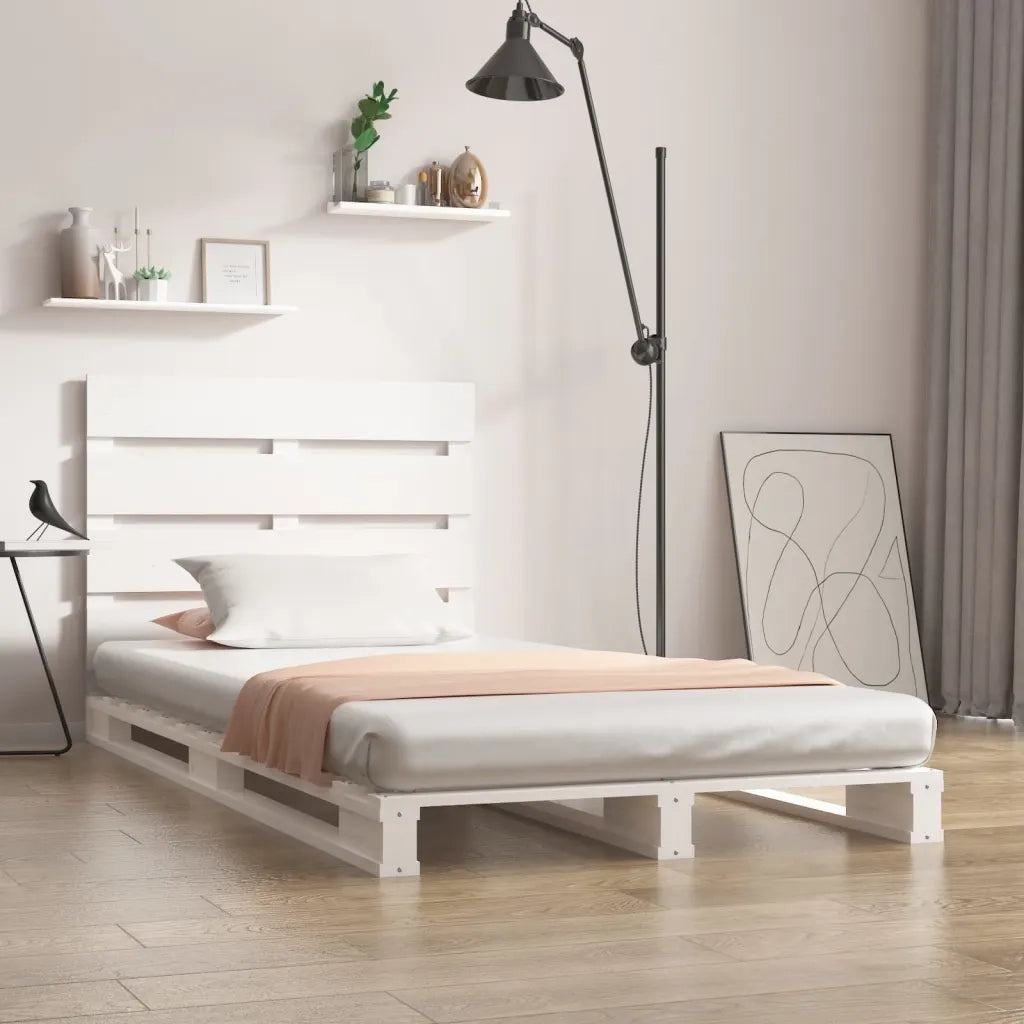 Letto singolo | Letto per adulti | Giroletto senza Materasso Bianco 90x200 cm Legno Massello Pino