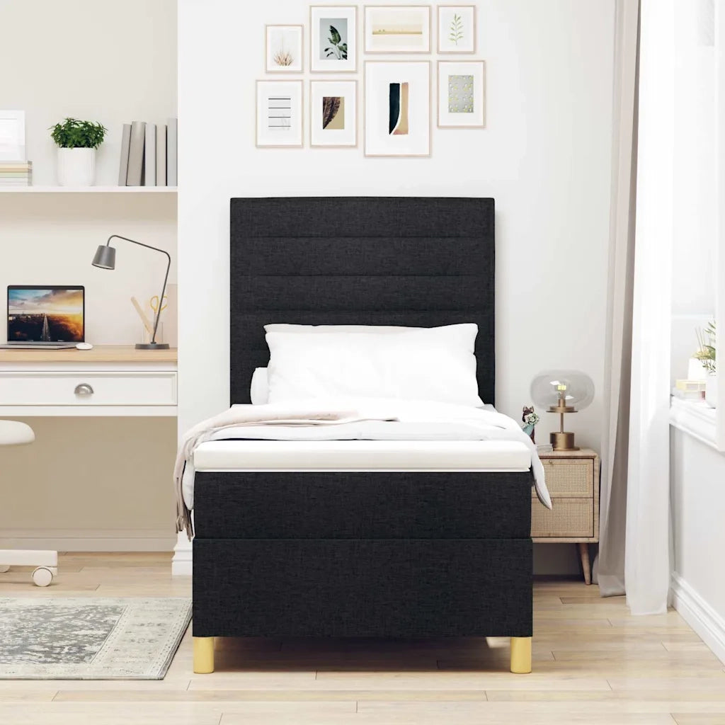 Letto a molle con materasso Nero 80 x 200 cm Tessuto 3339499