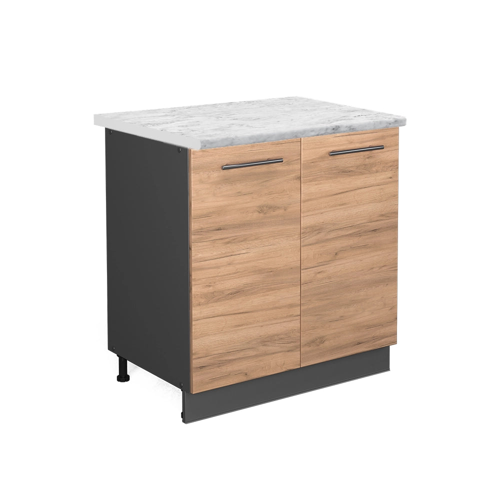 Mobile lavello cucina Fame-Line Rovere dorato/Antracite 80 cm con ripiano, PL Marmo Vicco