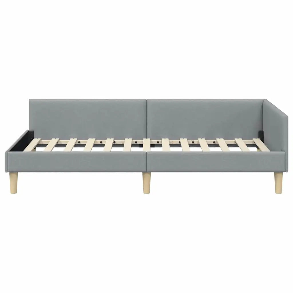 Cornice del letto ad angolo Grigio chiaro 90 x 200 cm Tessuto 42016117
