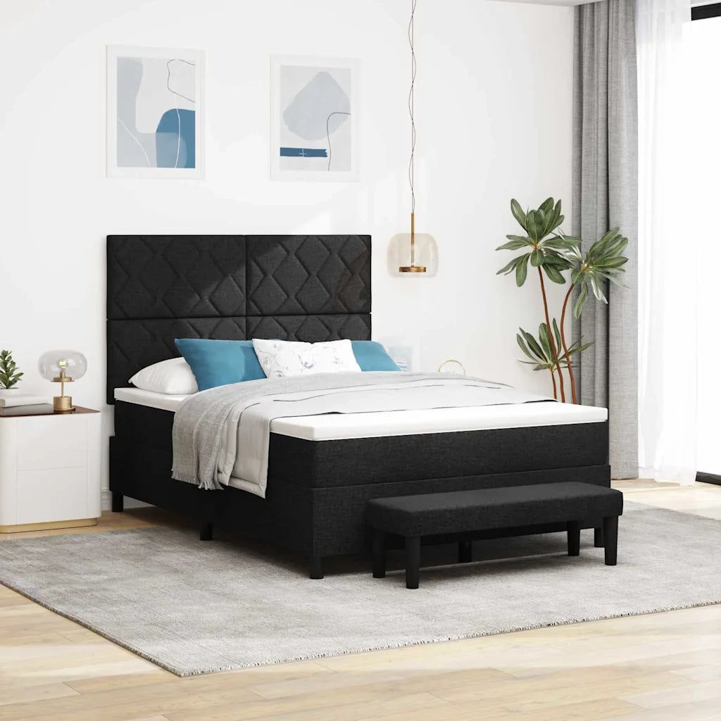 Letto a molle con materasso Nero 140 x 190 cm Tessuto 3344144