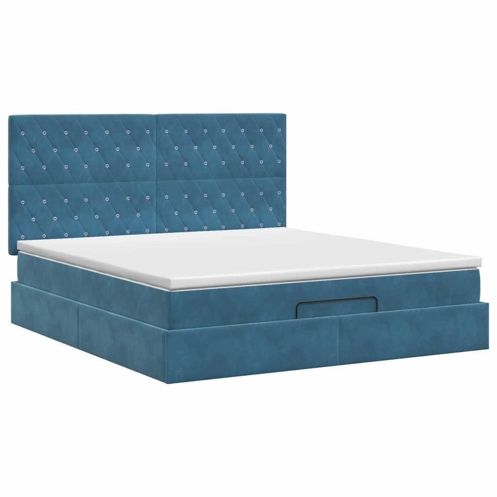 Letto ottomano con materasso Blu Scuro 160 x 200 cm Velluto 3457663