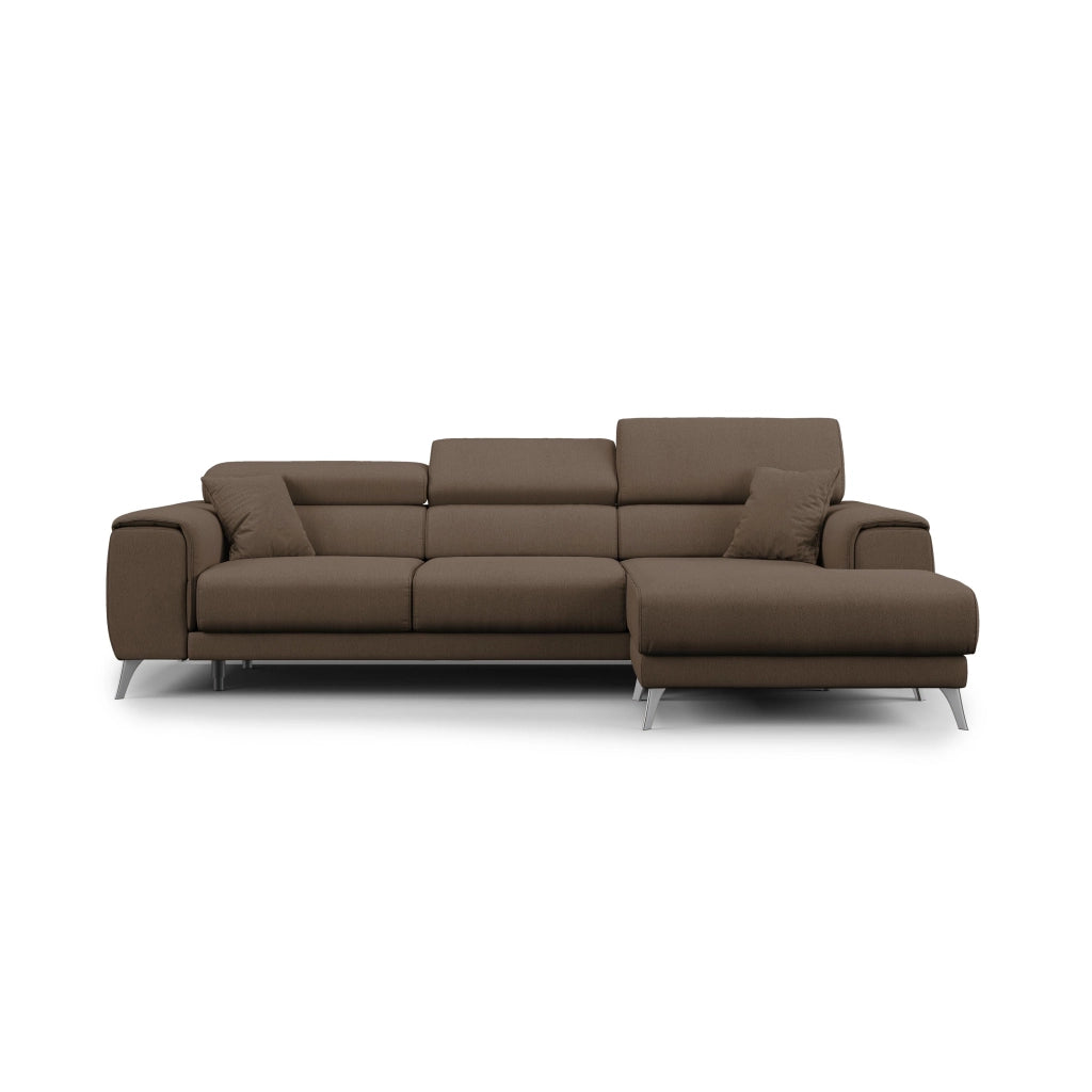 Fusion Divano angolare con sedute scorrevoli in tessuto morbido smacchiabile T05 260 cm Destro marrone