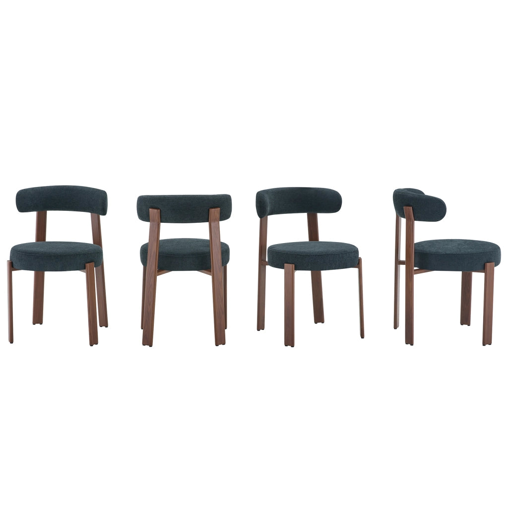 Sedia da Pranzo Moderna in Tessuto ¨C Xylo ¨C Nero, Set 4 Pezzi, Schienale ad Arco