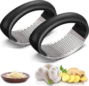 Snodo di aglio in acciaio inossidabile - affettatrice di aglio manuale per uso domestico - utensile da cucina - aglio zenzero - 2 pezzi neri