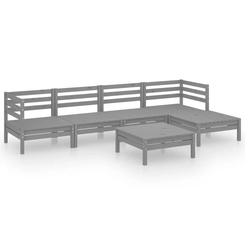 Set Divani da Giardino 6 pz in Legno Massello di Pino Grigio 3082684