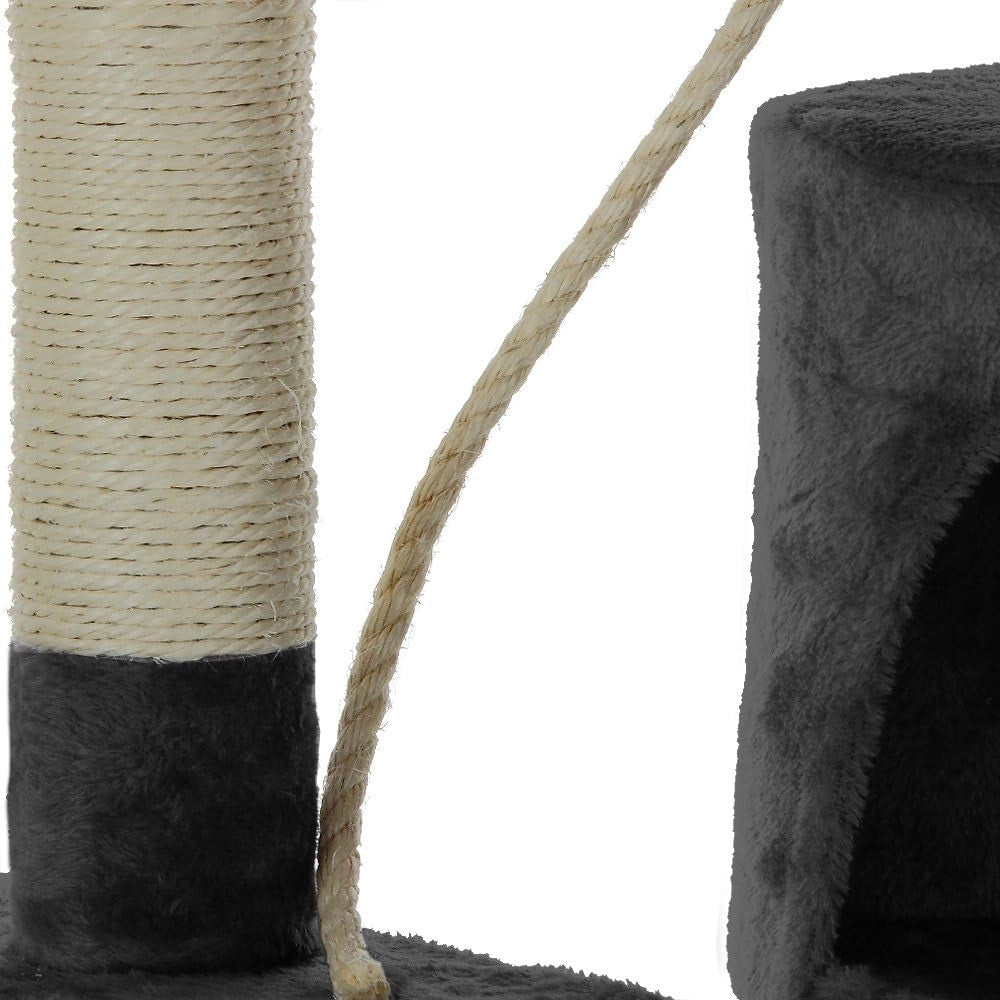 Albero Tiragraffi 112 cm 3 Piattaforme 1 Cuccia per Gatti 2 Palline 1 Corda da Gioco Affila Unghie Gatto